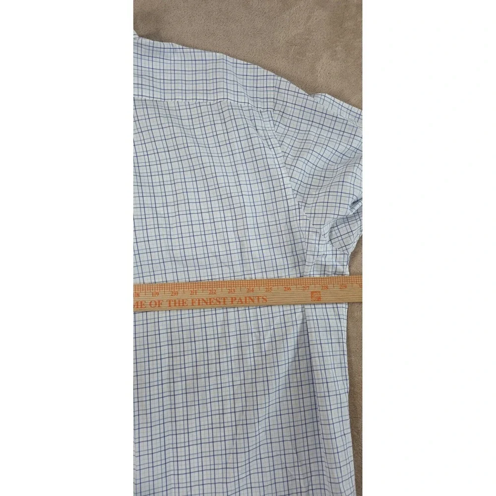 Vintage Polo Ralph Lauren Polo Shirt Men 2XB Big Blue Plaid Pleated S/S EUC